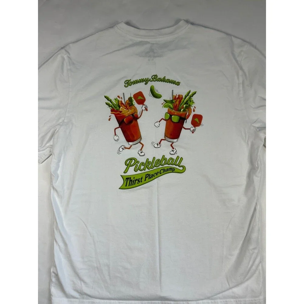Tommy Bahama T-Shirt Men's Medium SS White Pickleball Thrist Place Champ